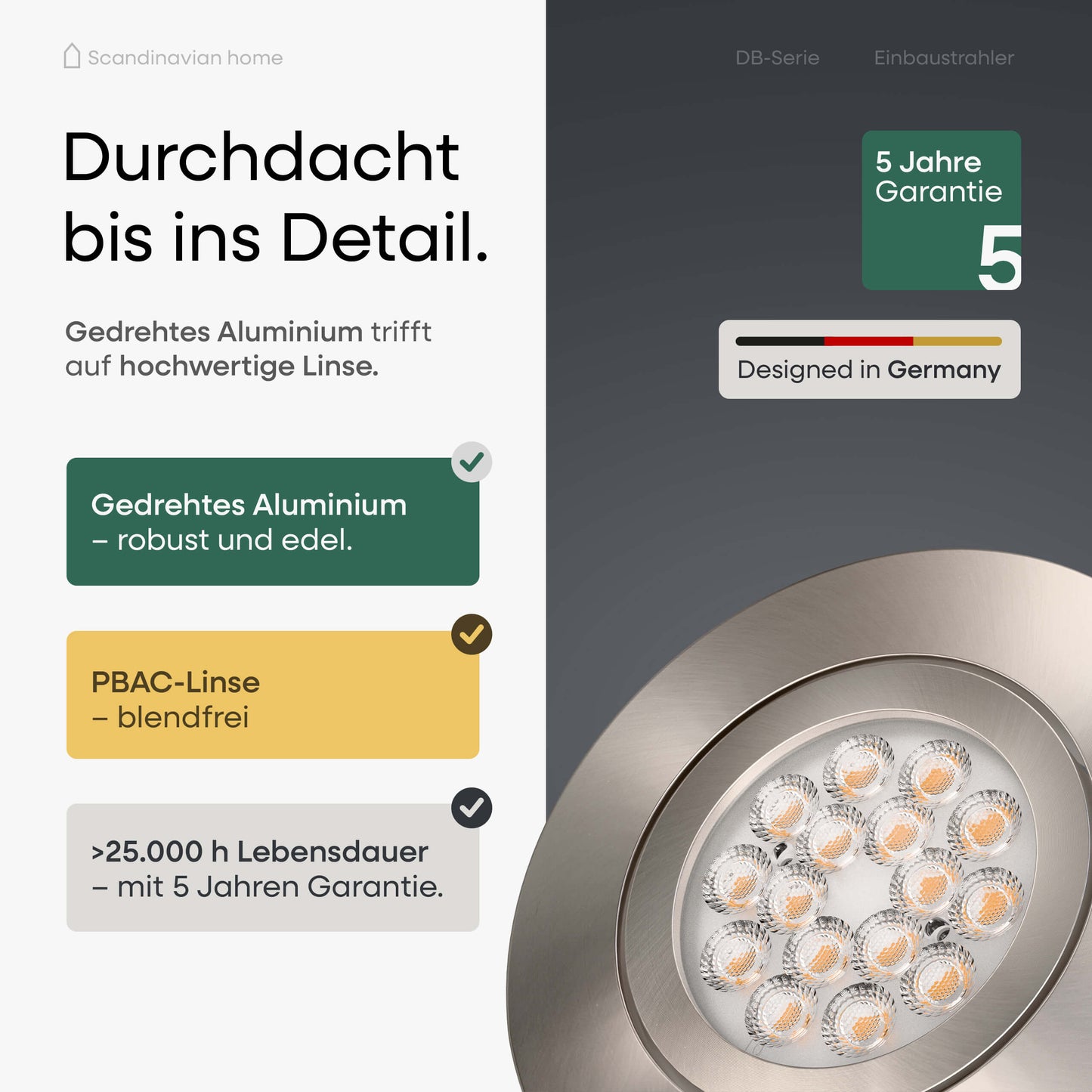 LED Einbaustrahler Dimmbar Schwenkbar Aluminium I DB-Serie
