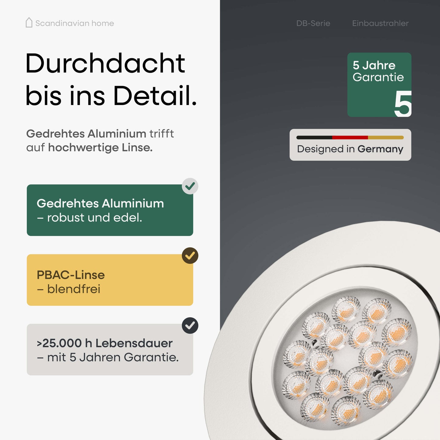 LED Einbaustrahler Dimmbar Schwenkbar Weiß-Matt I DB-Serie