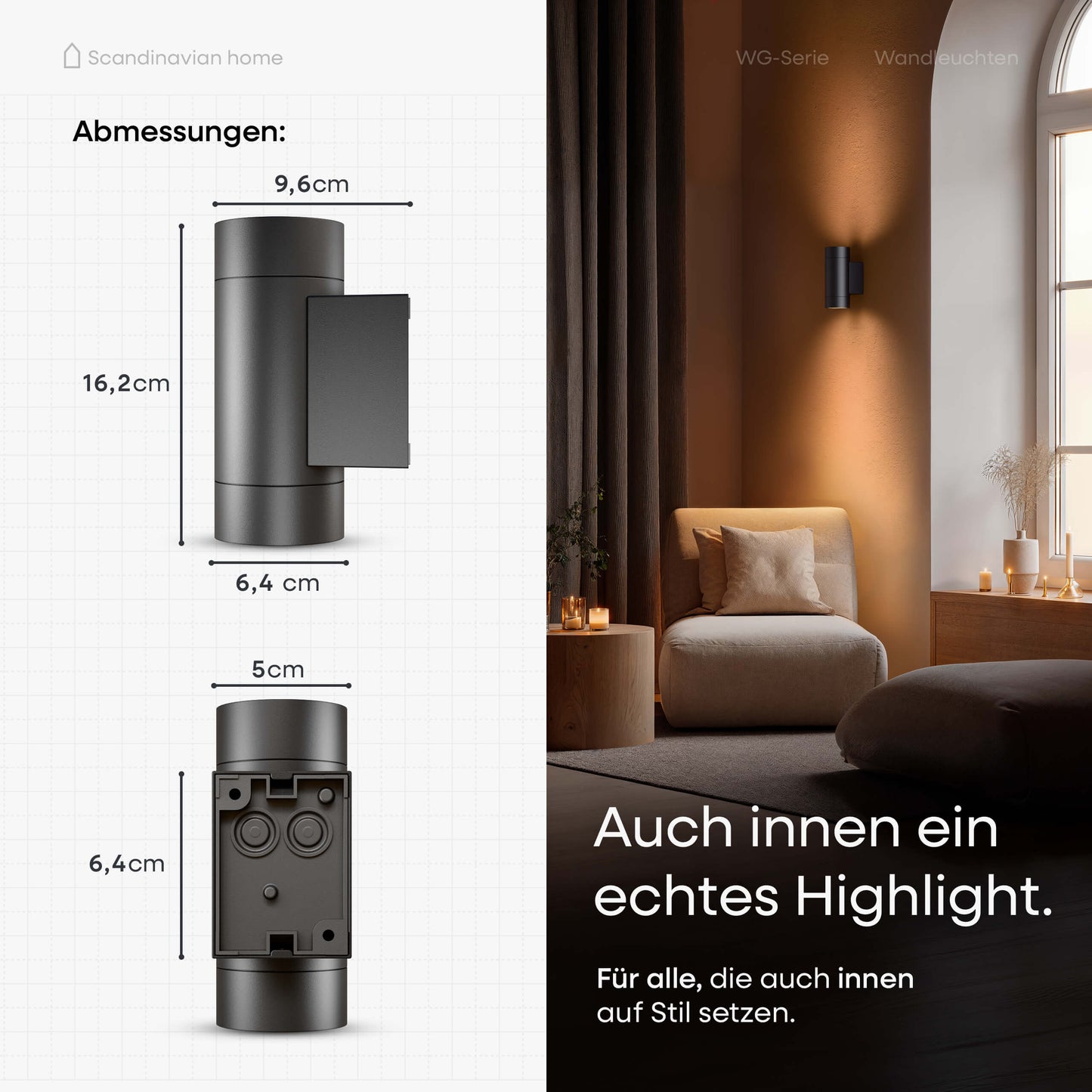 LED Wandleuchte Anthrazit I WG-Serie