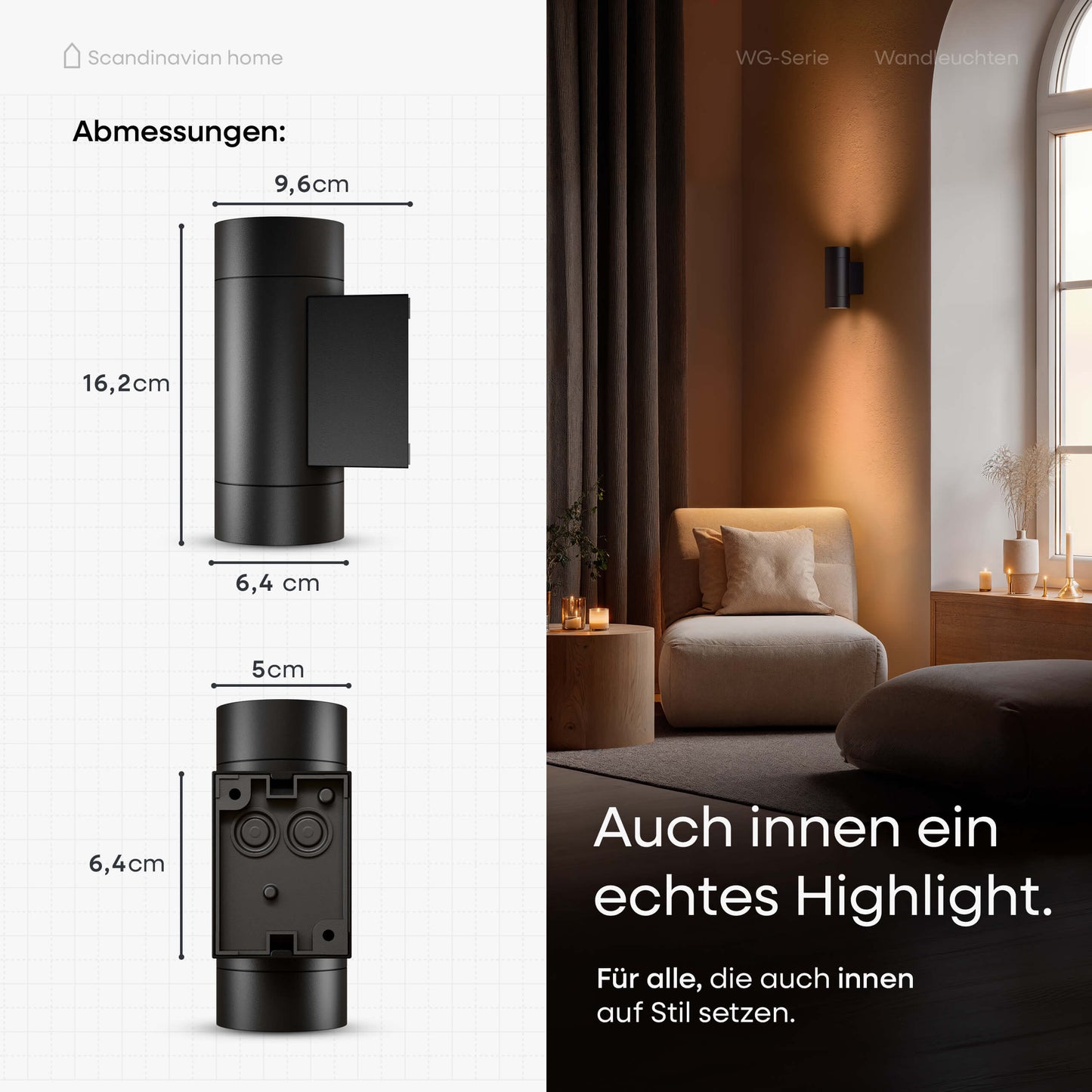 LED Wandleuchte Schwarz I WG-Serie