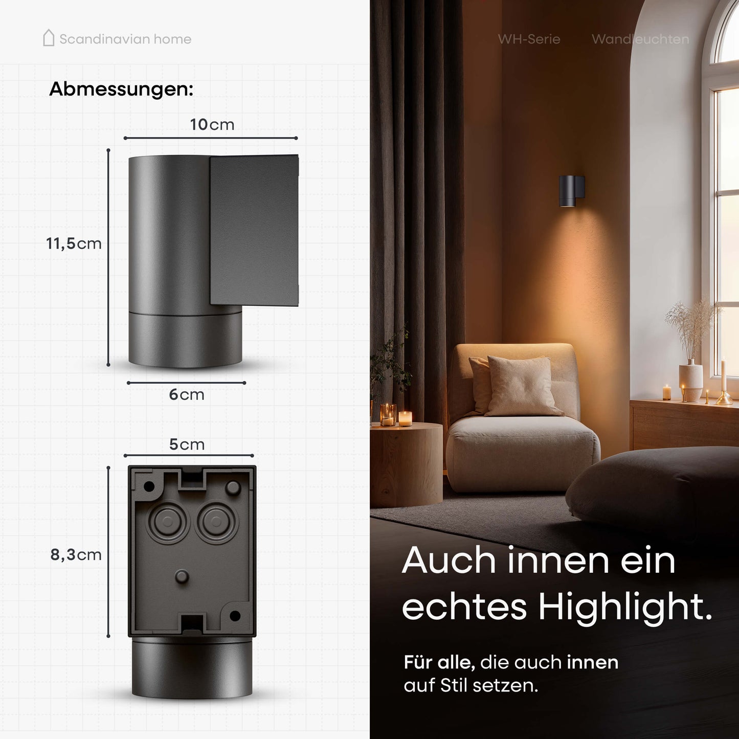 LED Wandleuchte Anthrazit I WH-Serie