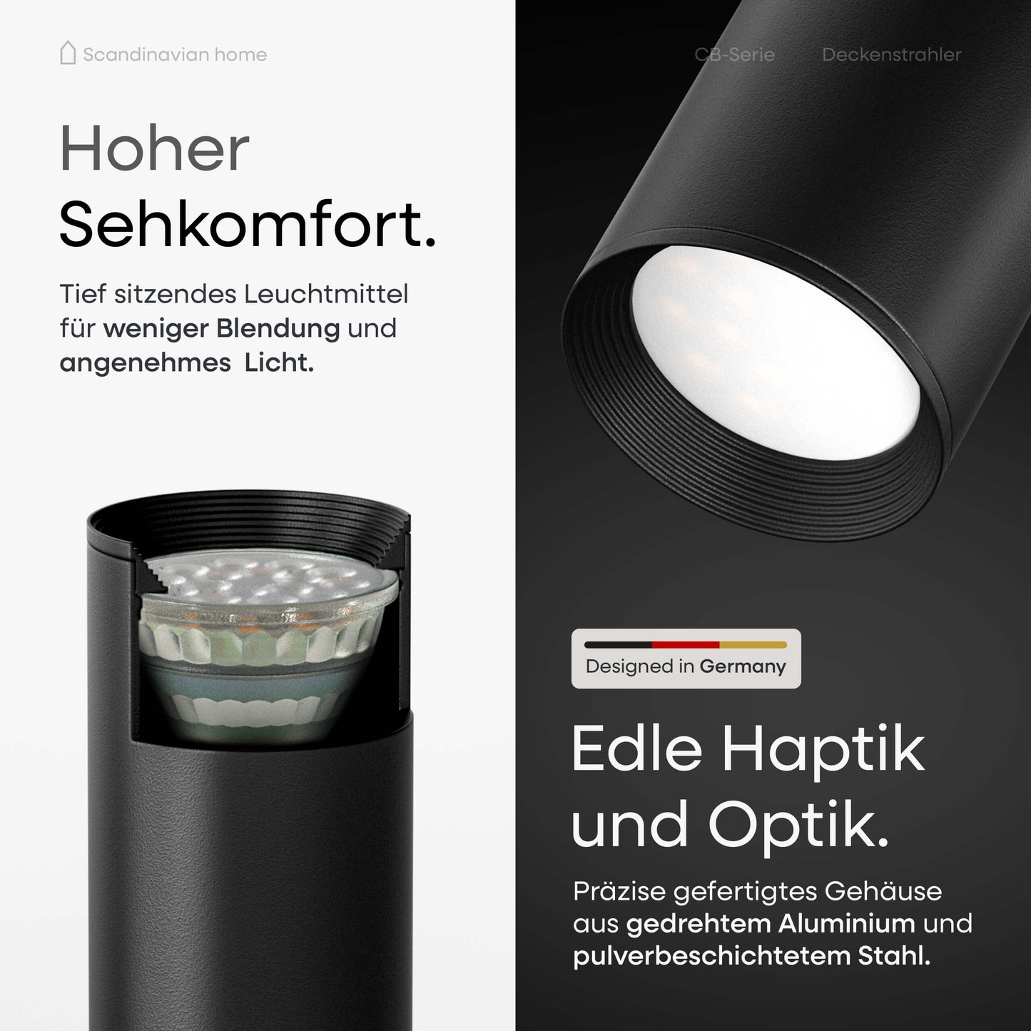 Deckenstrahler Schwenkbar Schwarz I CB-Serie