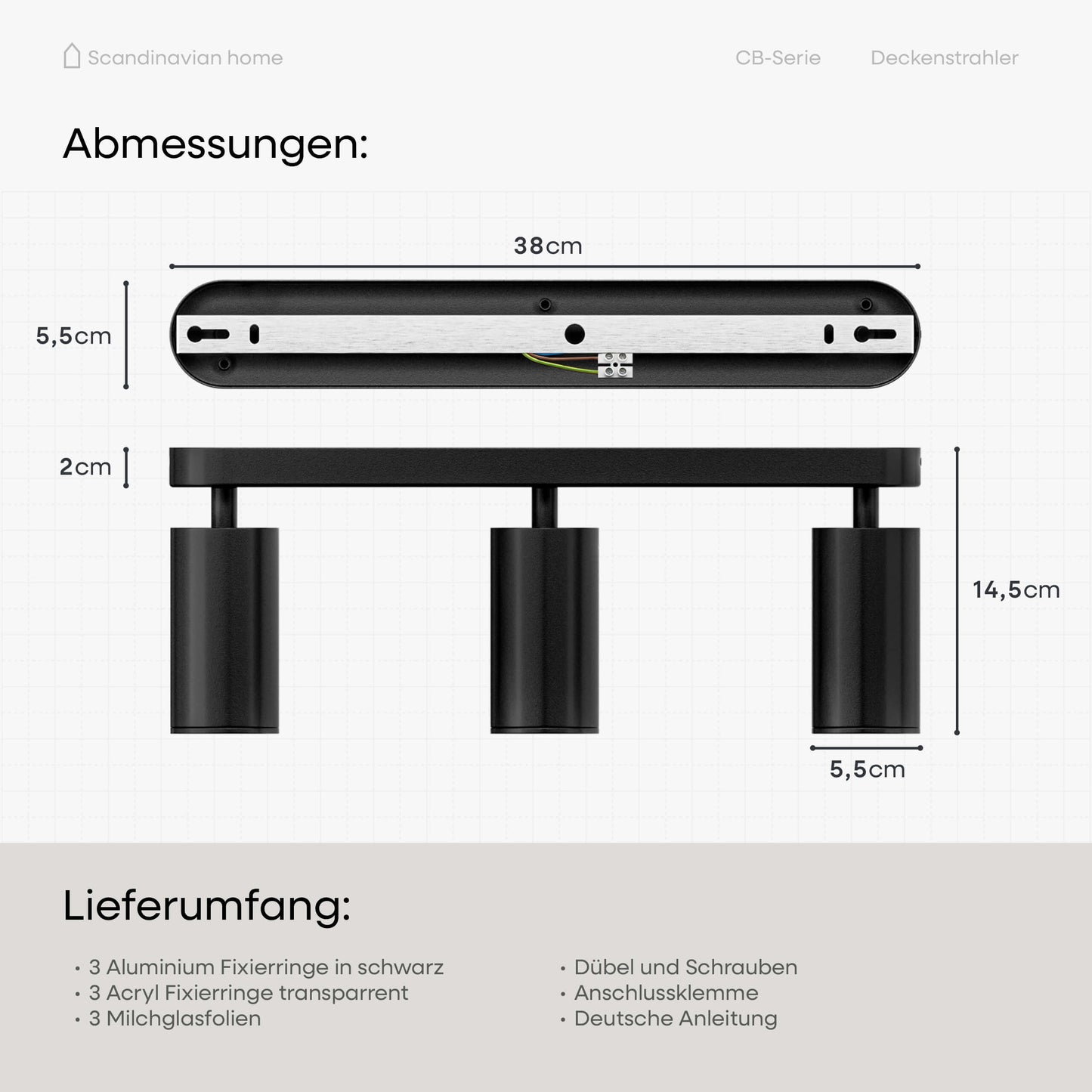 Deckenstrahler Schwenkbar Schwarz I CB-Serie