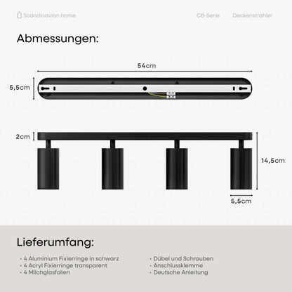 Deckenstrahler Schwenkbar Schwarz I CB-Serie