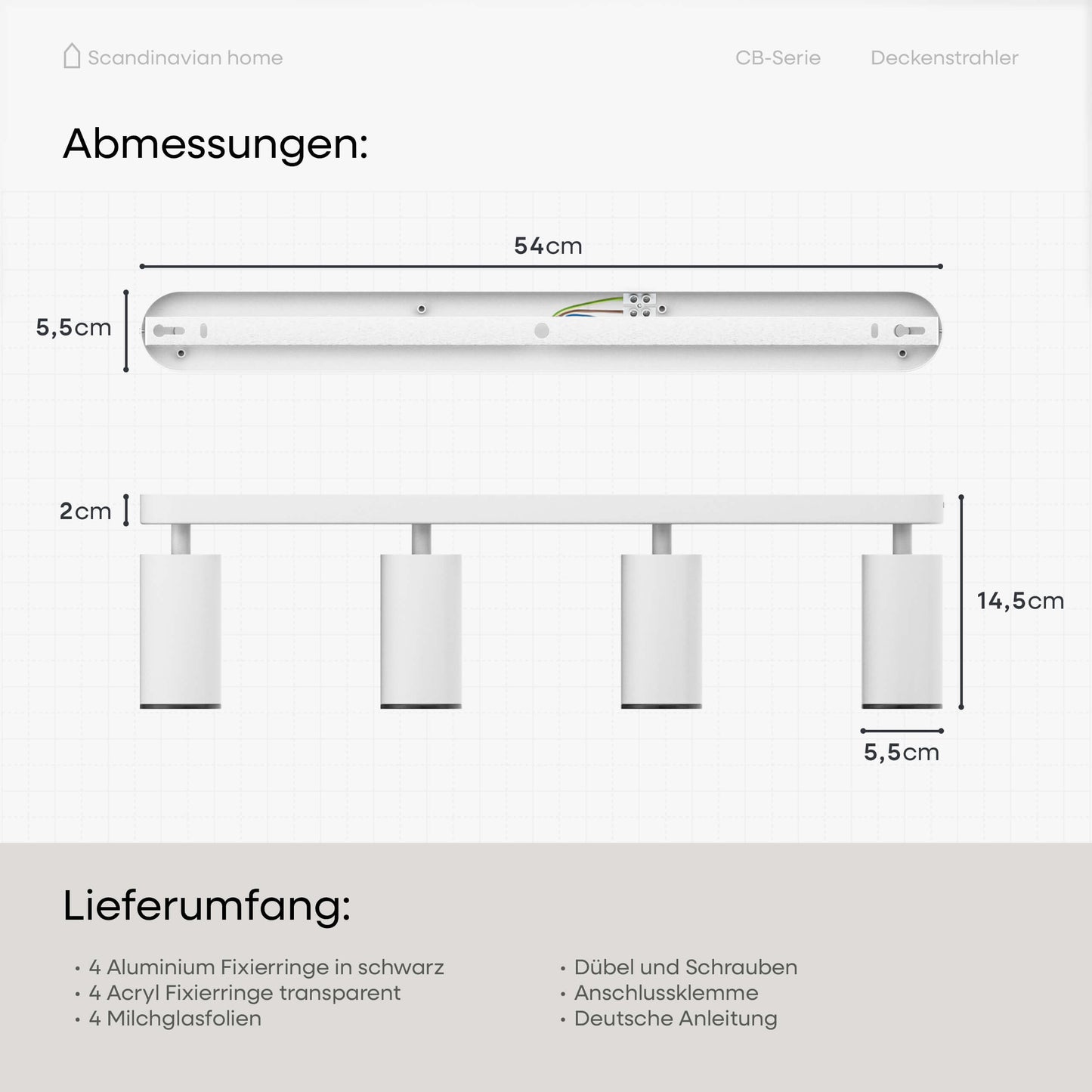 Deckenstrahler Schwenkbar Weiß I CB-Serie