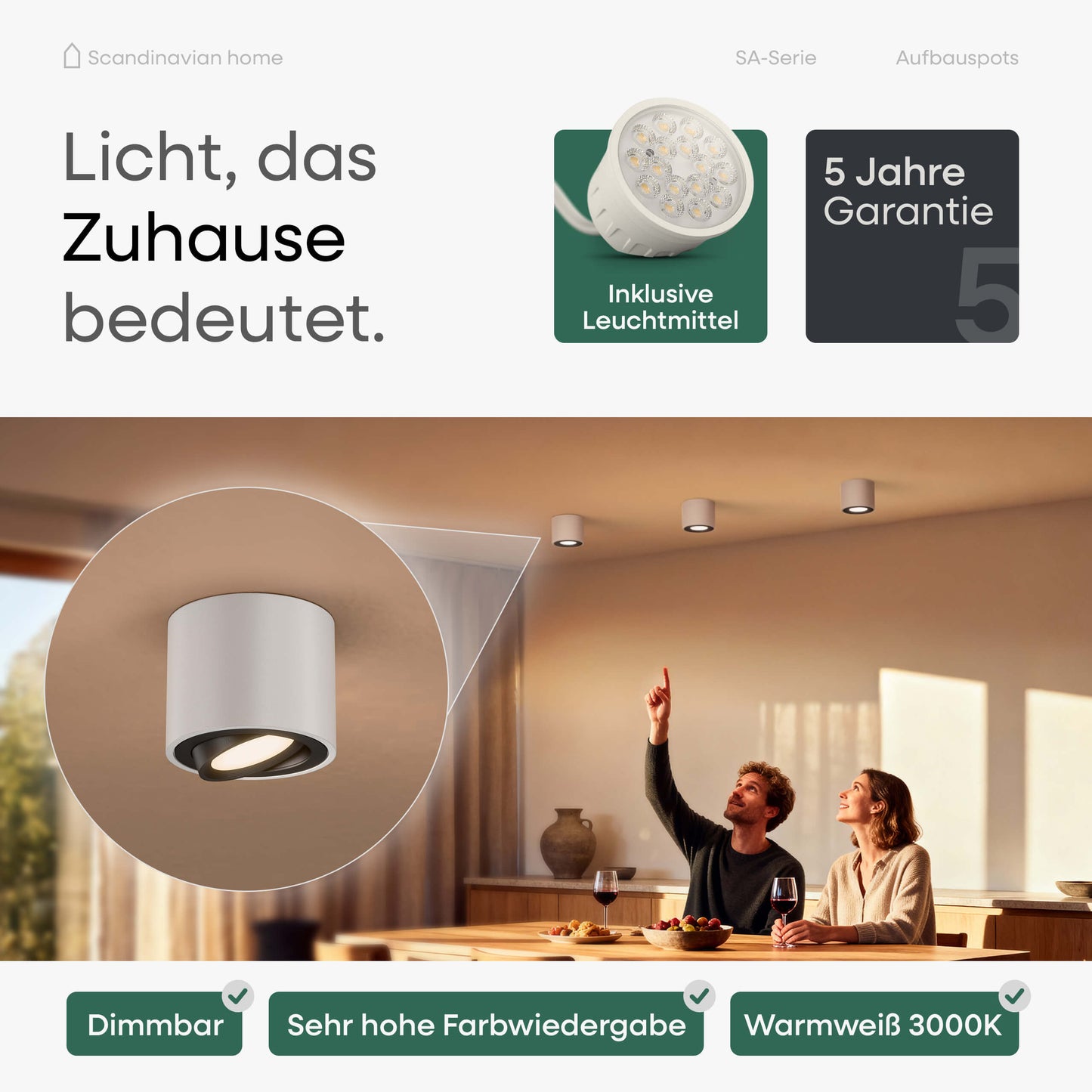 LED Aufbauspot Dimmbar Weiß I SA-Serie