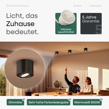 LED Aufbauspot Dimmbar Schwarz I SA-Serie