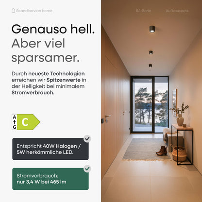 LED Aufbauspot Dimmbar Schwarz I SA-Serie