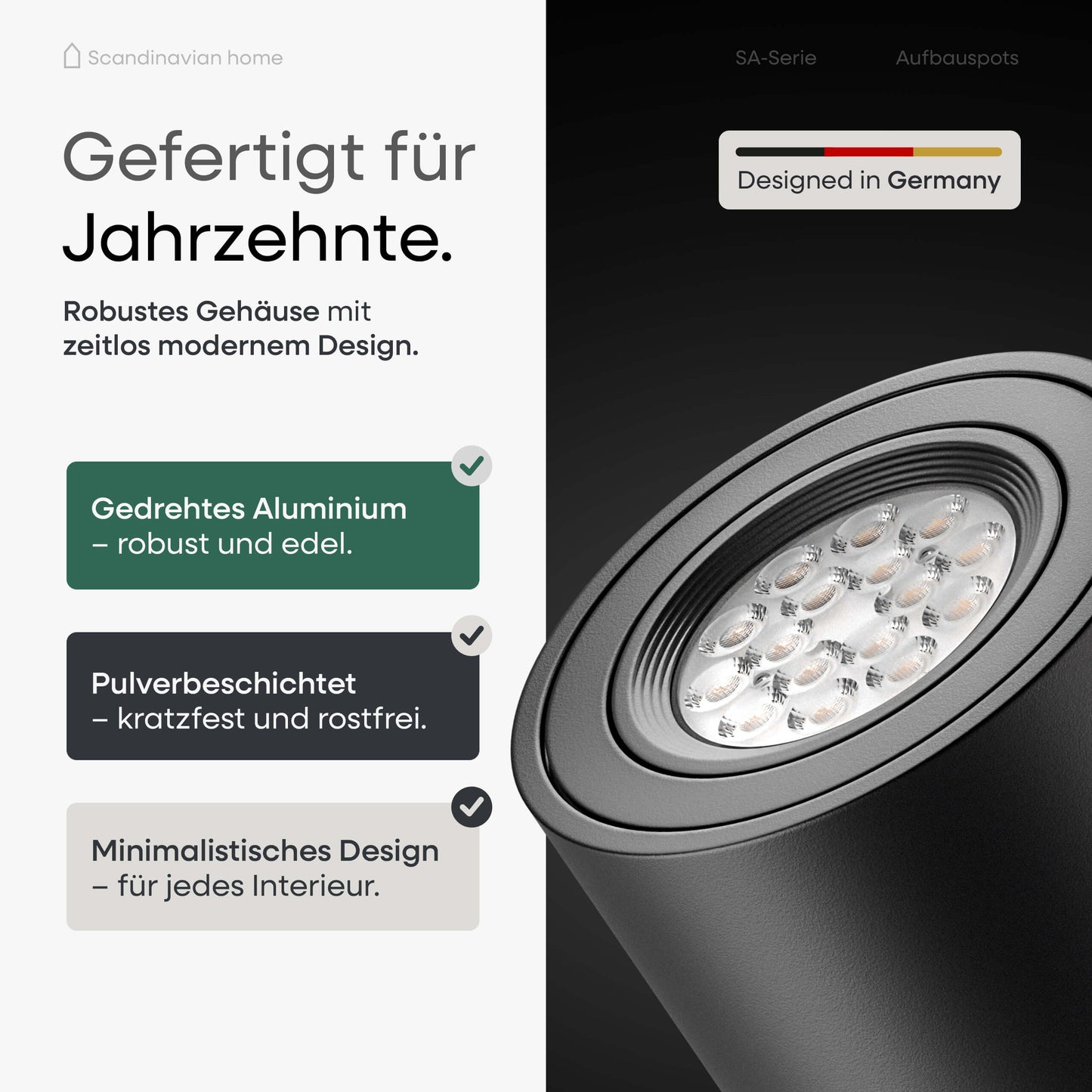LED Aufbauspot Dimmbar Schwarz I SA-Serie