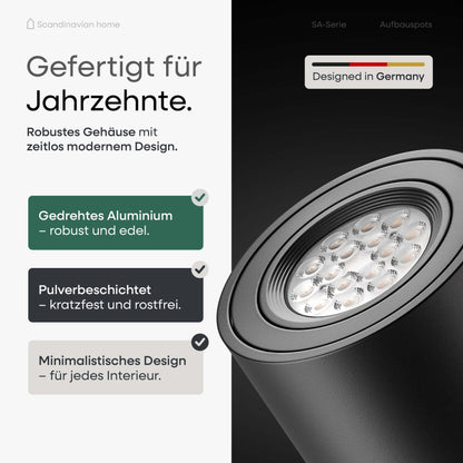LED Aufbauspot Dimmbar Schwarz I SA-Serie