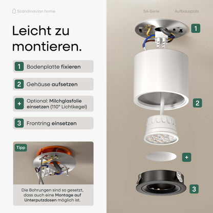 LED Aufbauspot Dimmbar Weiß I SA-Serie