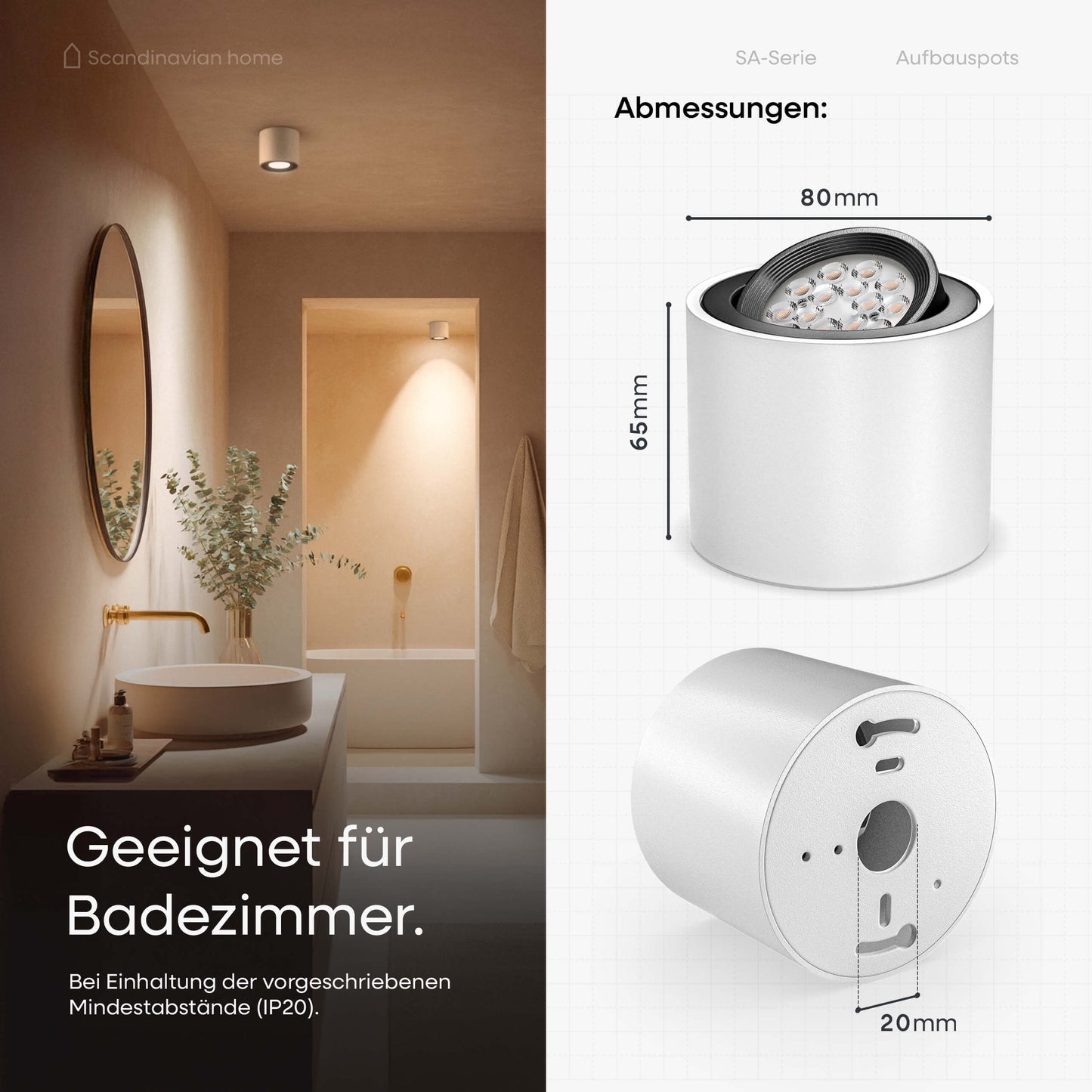 LED Aufbauspot Dimmbar Weiß I SA-Serie