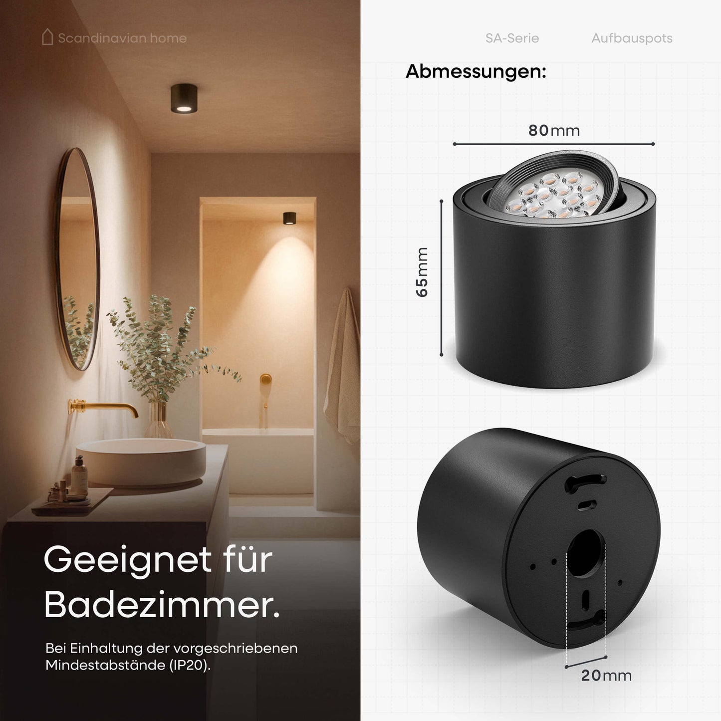 LED Aufbauspot Dimmbar Schwarz I SA-Serie