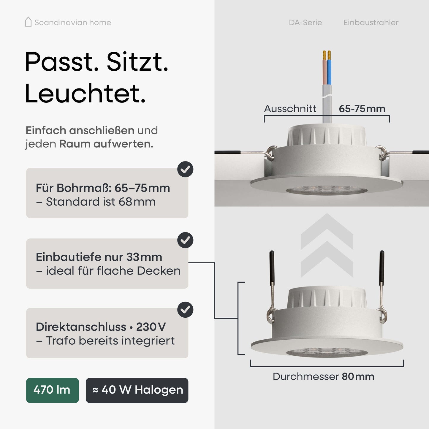 LED Einbaustrahler Dimmbar Weiß-Matt I DA-Serie