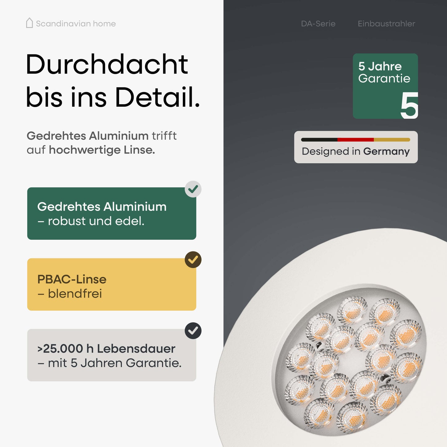 LED Einbaustrahler Dimmbar Weiß-Matt I DA-Serie