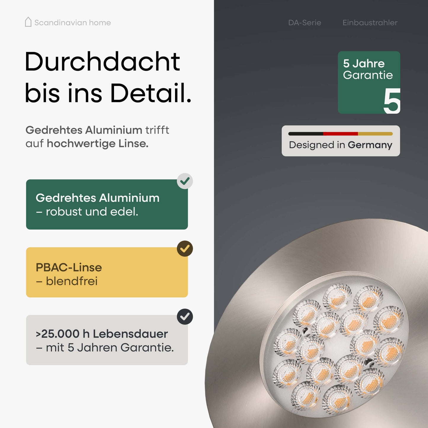 LED Einbaustrahler Dimmbar Aluminium I DA-Serie