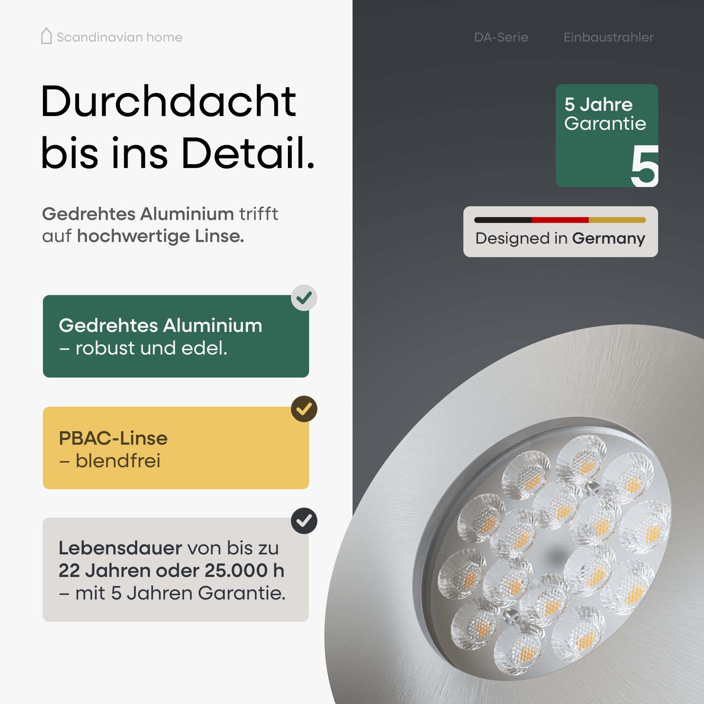 LED Einbaustrahler Dimmbar Aluminium I DA-Serie