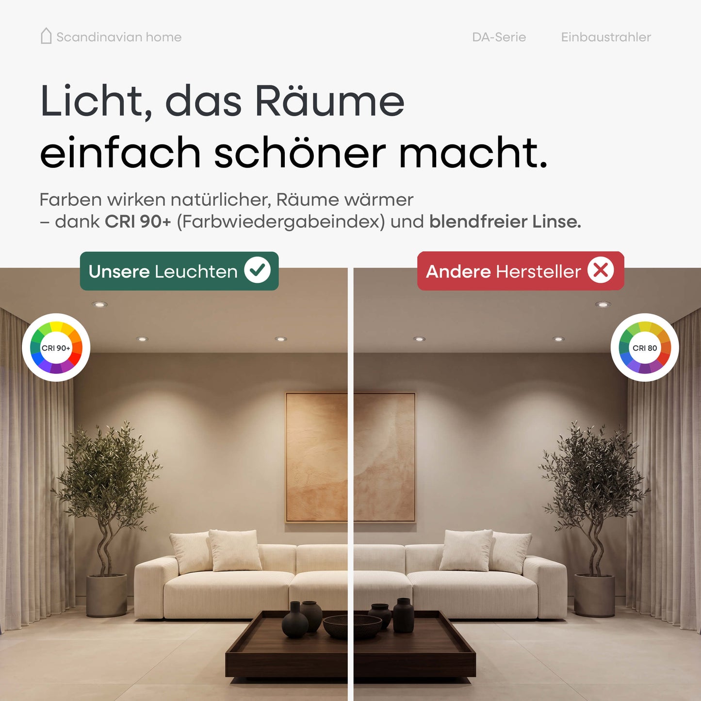 LED Einbaustrahler Dimmbar & Farbtemperatur einstellbar Weiß-Matt I DA-Serie