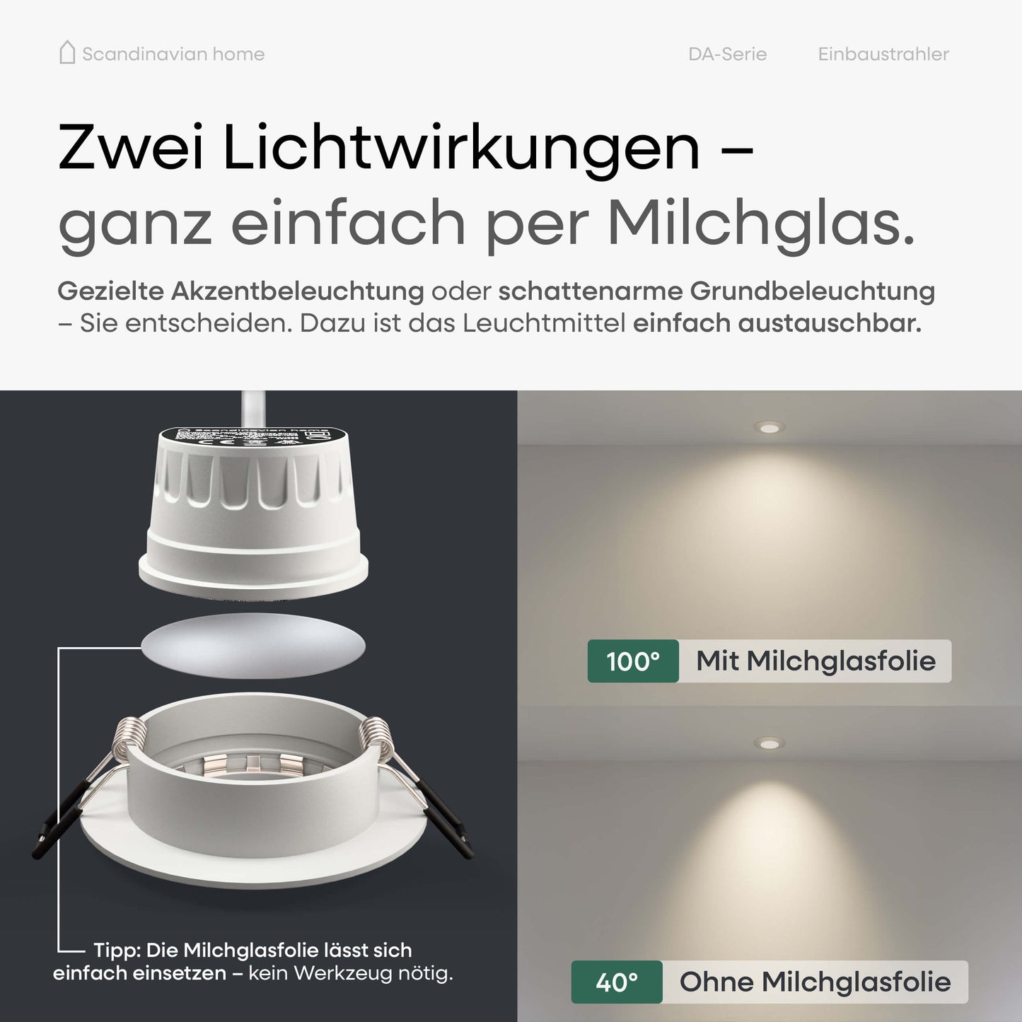 LED Einbaustrahler Dimmbar & Farbtemperatur einstellbar Weiß-Matt I DA-Serie