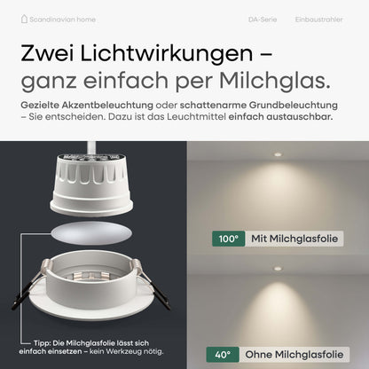 LED Einbaustrahler Dimmbar & Farbtemperatur einstellbar Weiß-Matt I DA-Serie