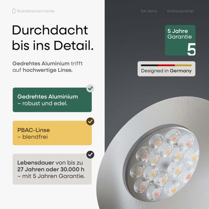 LED Einbaustrahler Dimmbar & Farbtemperatur einstellbar Aluminium I DA-Serie