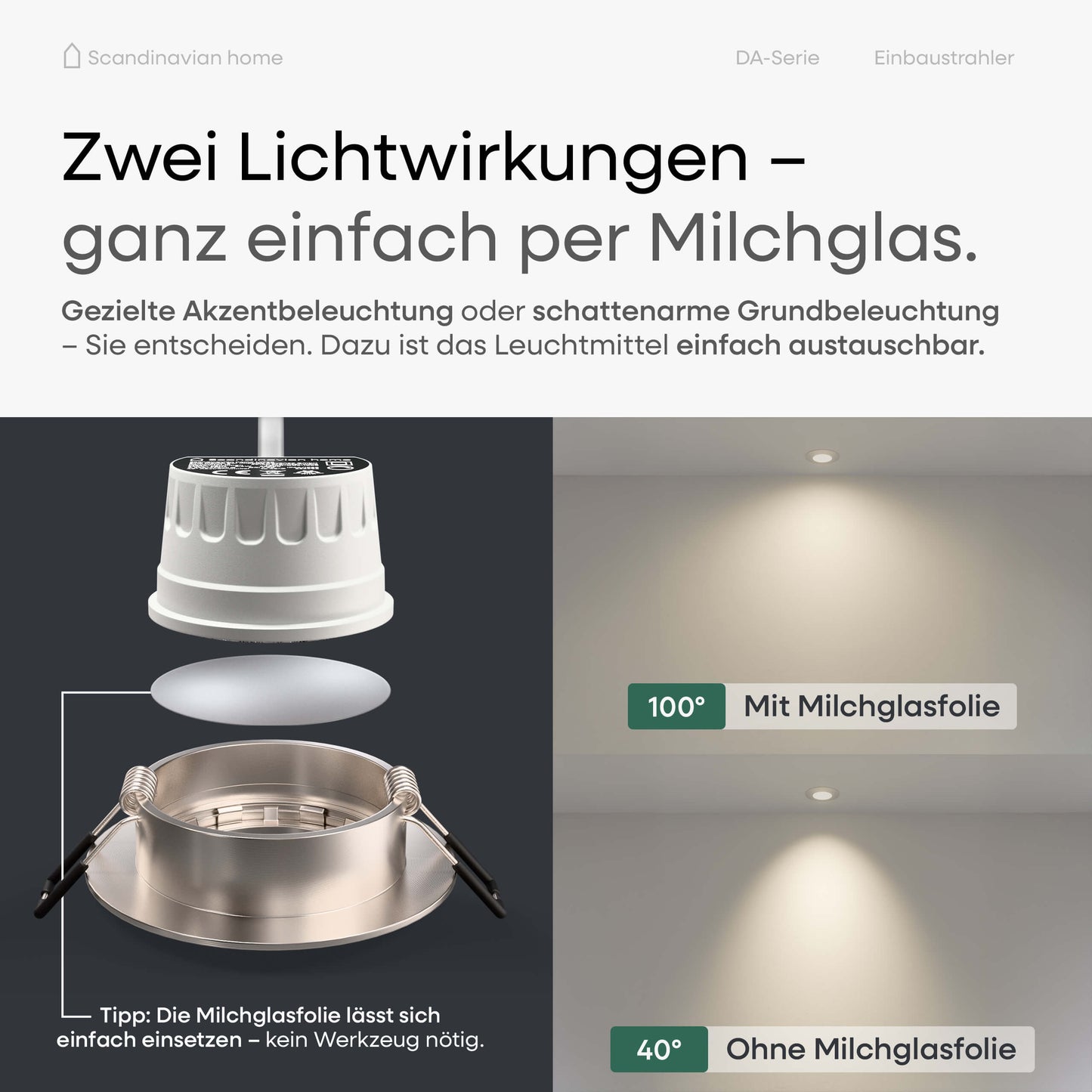 LED Einbaustrahler Dimmbar & Farbtemperatur einstellbar Aluminium I DA-Serie