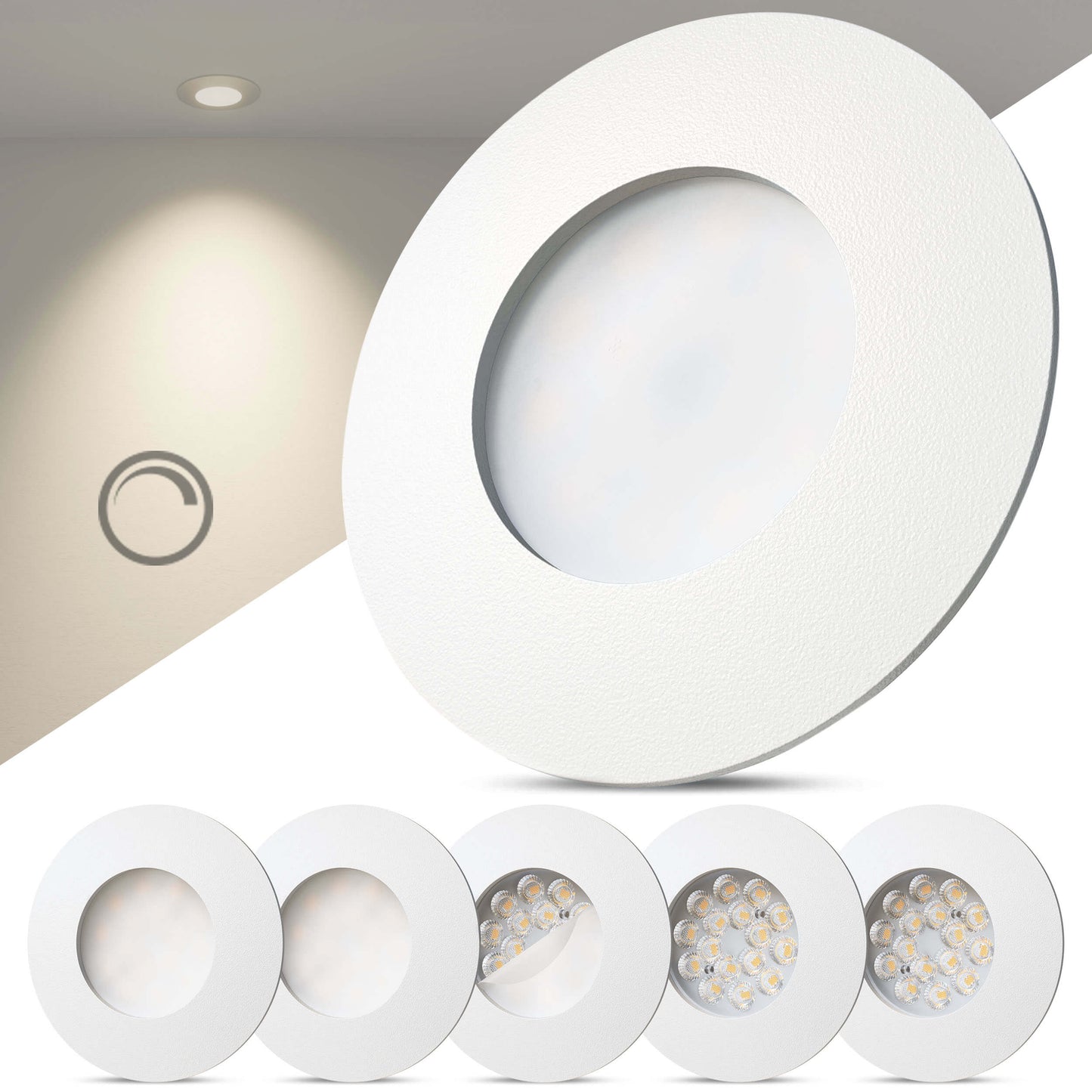 LED Einbaustrahler Dimmbar Weiß-Matt I DA-Serie