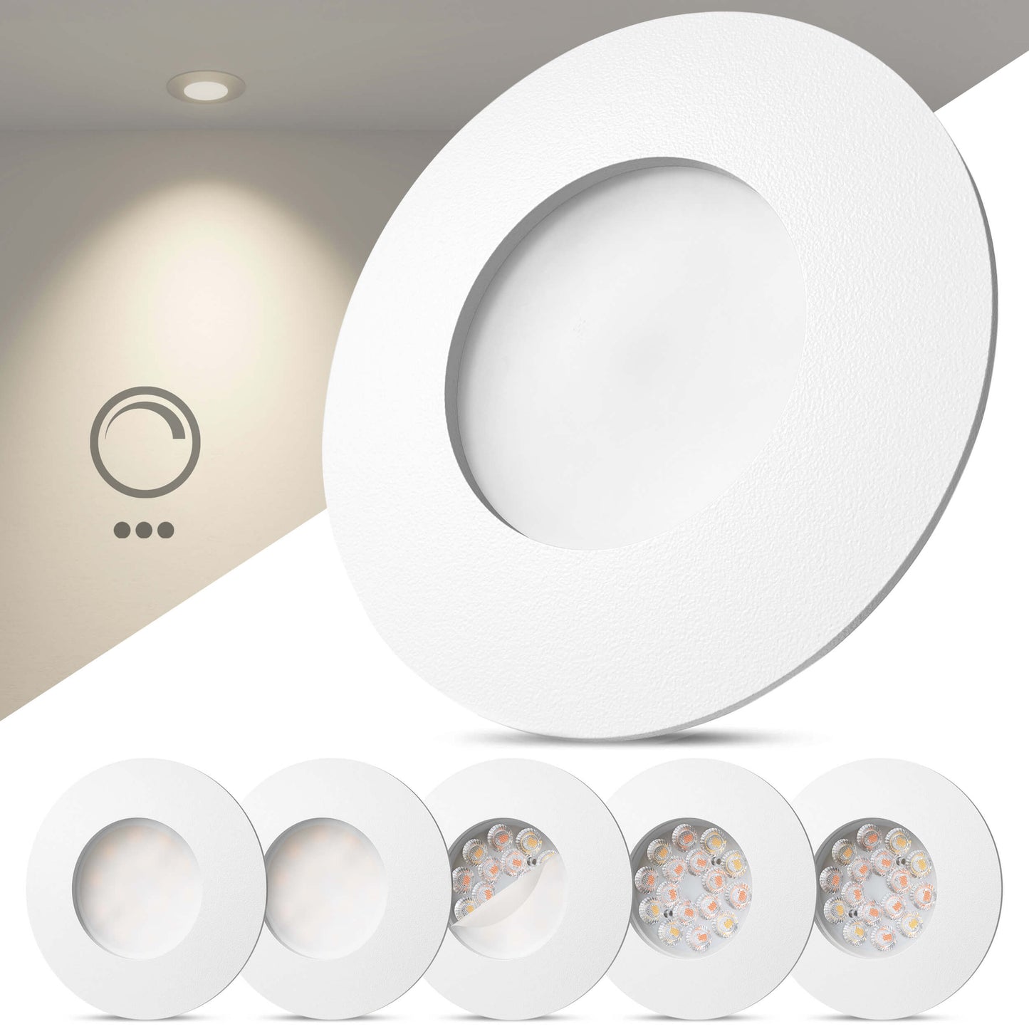 LED Einbaustrahler Dimmbar & Farbtemperatur einstellbar Weiß-Matt I DA-Serie