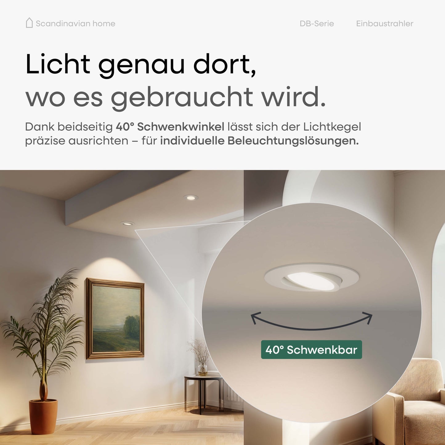 LED Einbaustrahler Dimmbar & Farbtemperatur einstellbar Schwenkbar Weiß-Matt I DB-Serie