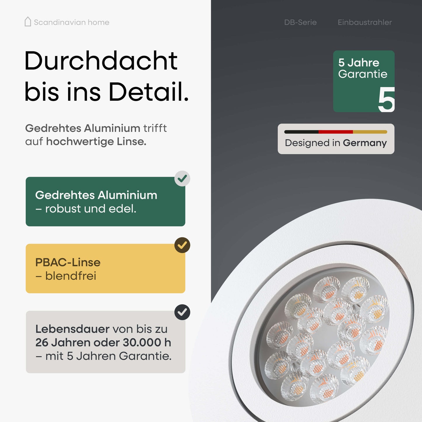 LED Einbaustrahler Dimmbar & Farbtemperatur einstellbar Schwenkbar Weiß-Matt I DB-Serie