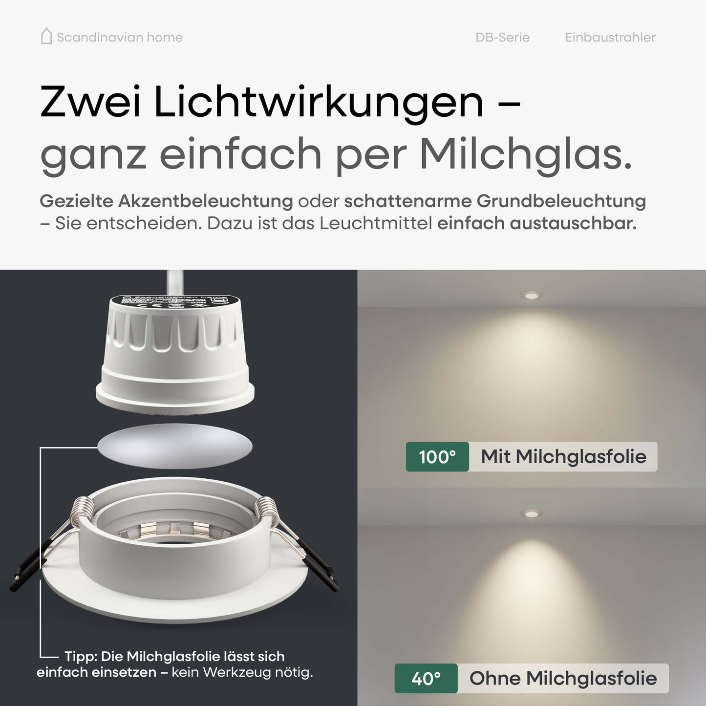 LED Einbaustrahler Dimmbar & Farbtemperatur einstellbar Schwenkbar Weiß-Matt I DB-Serie