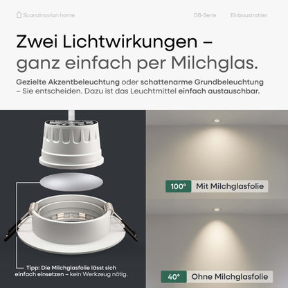 LED Einbaustrahler Dimmbar & Farbtemperatur einstellbar Schwenkbar Weiß-Matt I DB-Serie