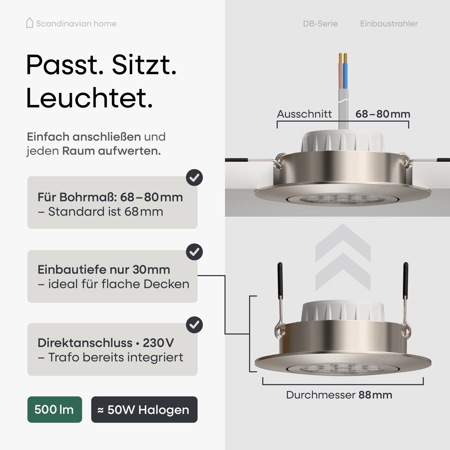 LED Einbaustrahler Dimmbar & Farbtemperatur einstellbar Schwenkbar Aluminium I DB-Serie