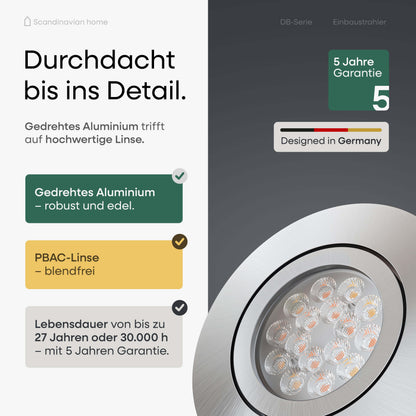 LED Einbaustrahler Dimmbar & Farbtemperatur einstellbar Schwenkbar Aluminium I DB-Serie
