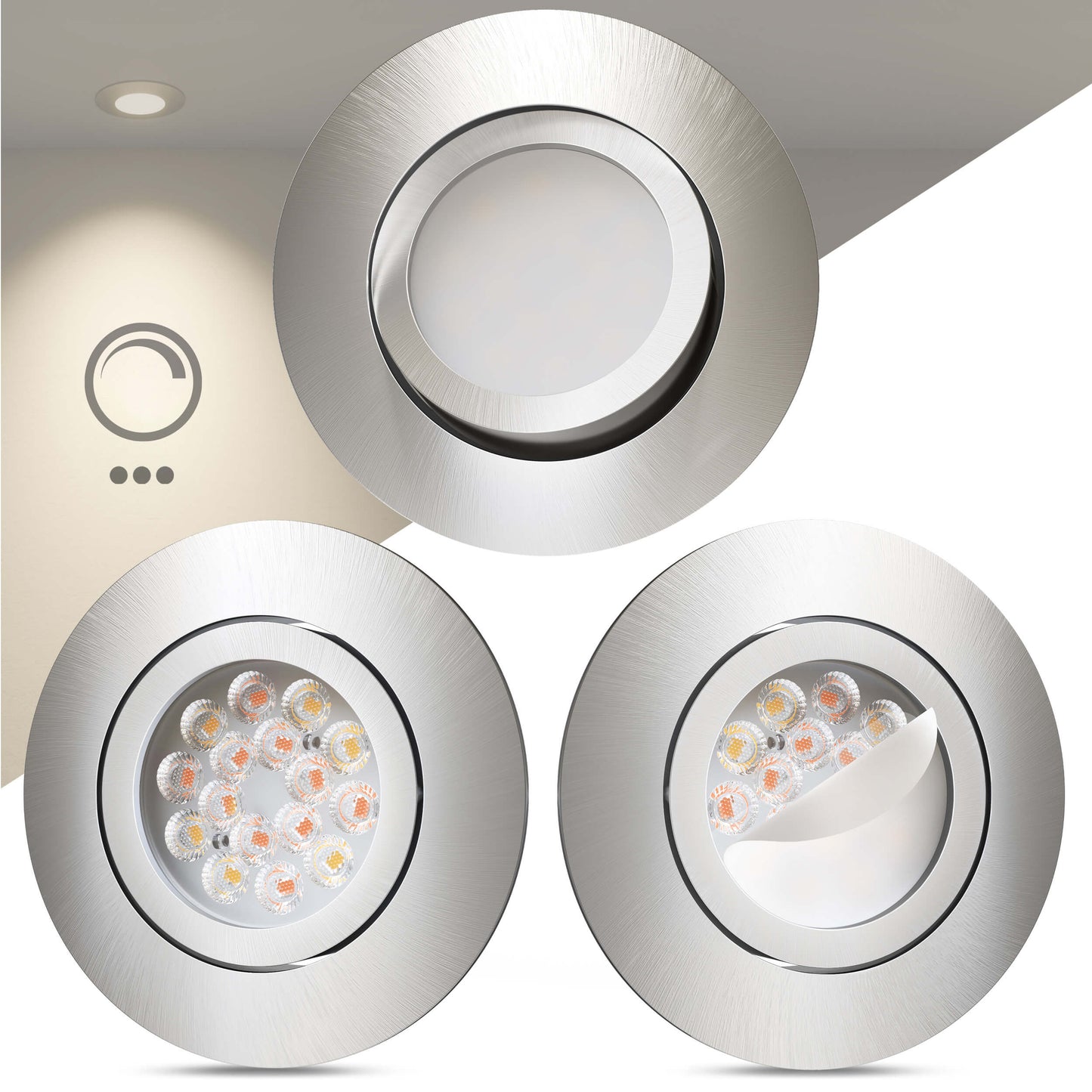 LED Einbaustrahler Dimmbar & Farbtemperatur einstellbar Schwenkbar Aluminium I DB-Serie