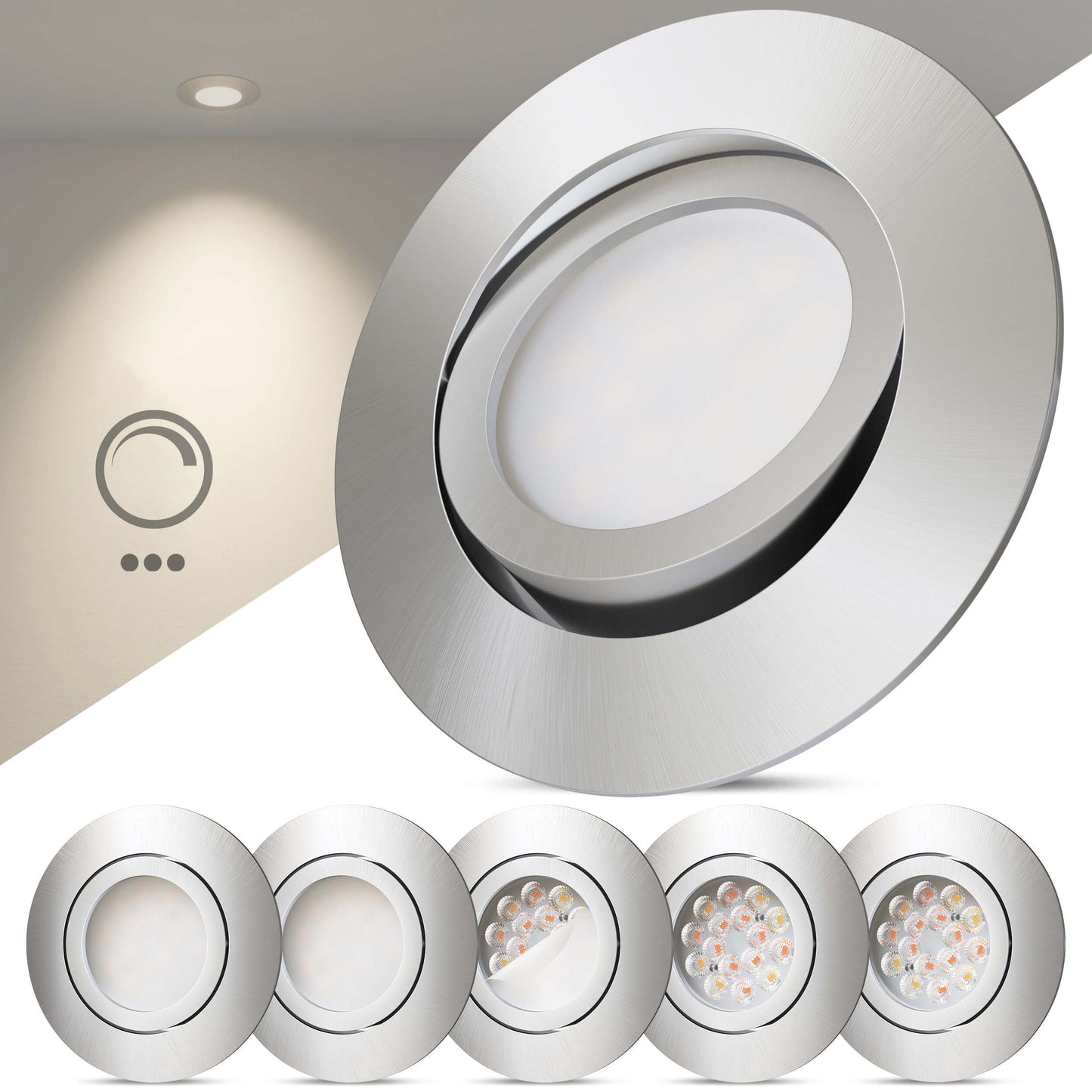 LED Einbaustrahler Dimmbar & Farbtemperatur einstellbar Schwenkbar Aluminium I DB-Serie