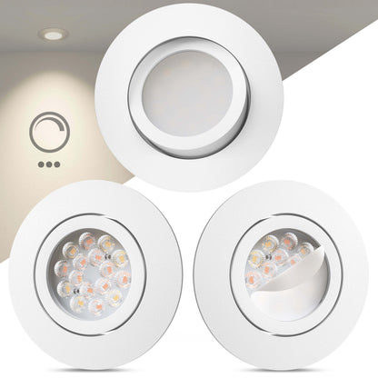 LED Einbaustrahler Dimmbar & Farbtemperatur einstellbar Schwenkbar Weiß-Matt I DB-Serie