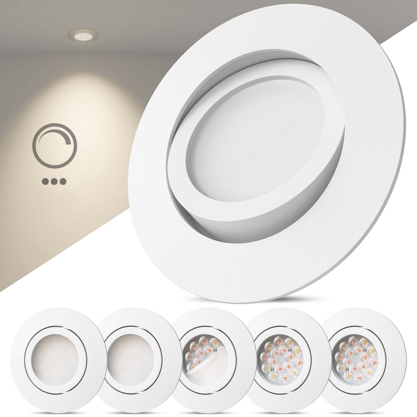 LED Einbaustrahler Dimmbar & Farbtemperatur einstellbar Schwenkbar Weiß-Matt I DB-Serie