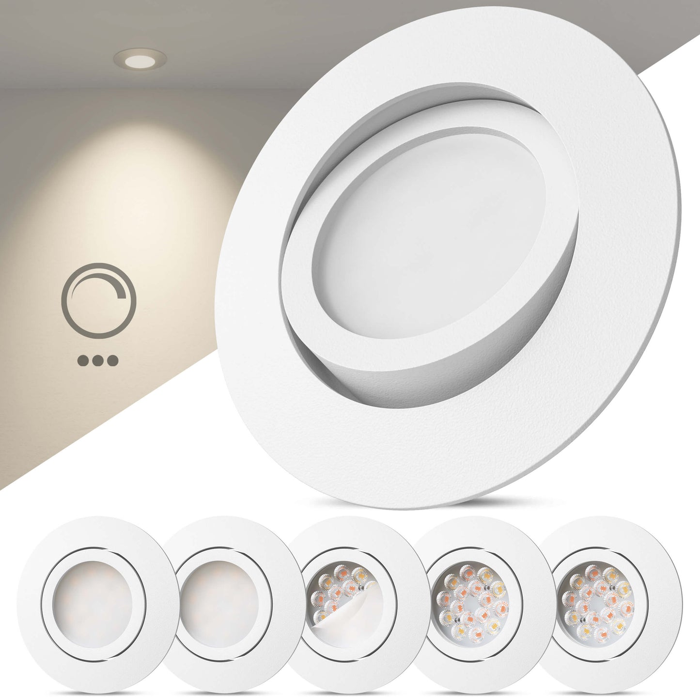 LED Einbaustrahler Dimmbar & Farbtemperatur einstellbar Schwenkbar Weiß-Matt I DB-Serie