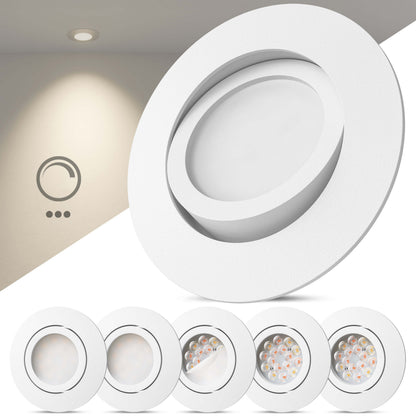 LED Einbaustrahler Dimmbar & Farbtemperatur einstellbar Schwenkbar Weiß-Matt I DB-Serie