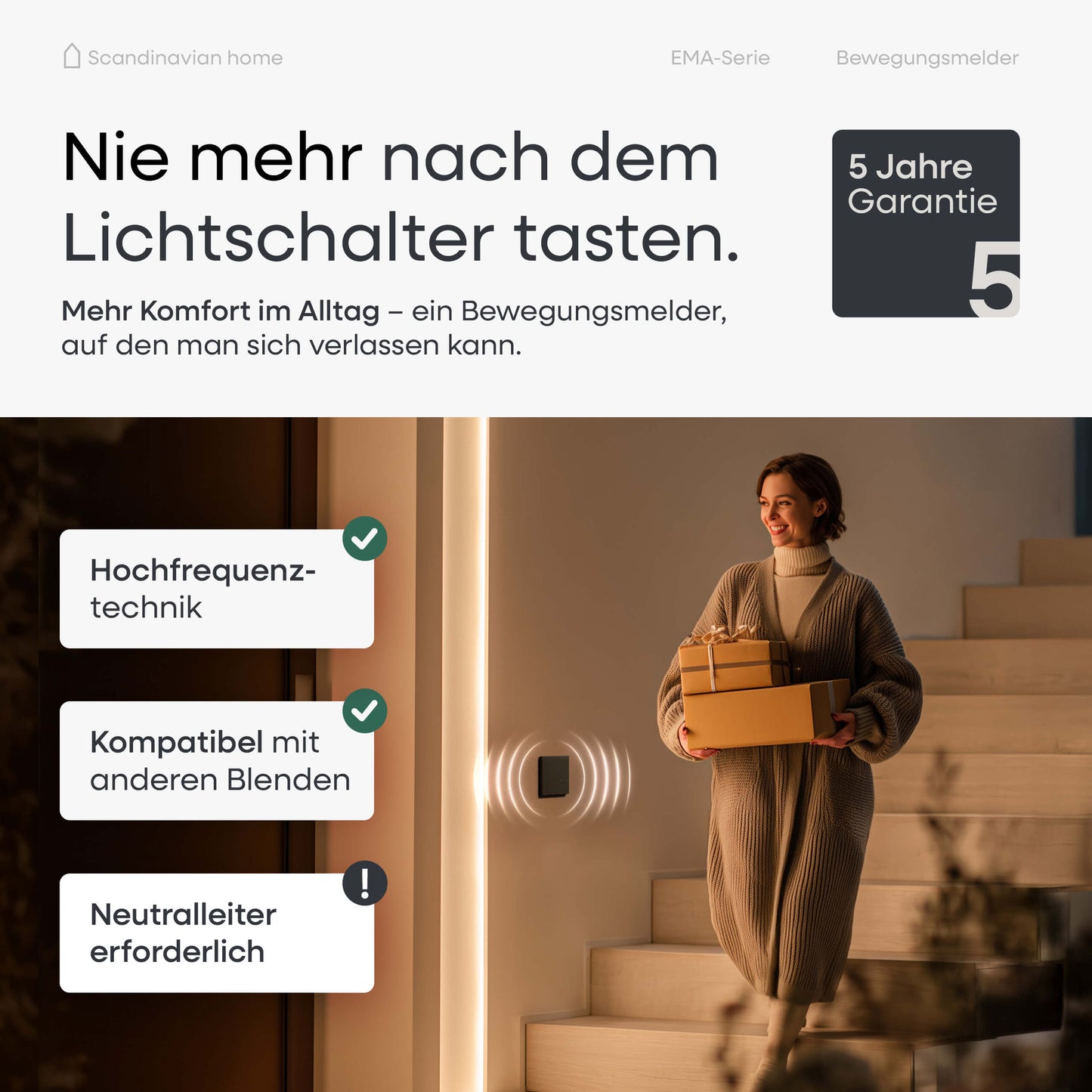 Bewegungsmelder Anthrazit-Matt I EMA-Serie