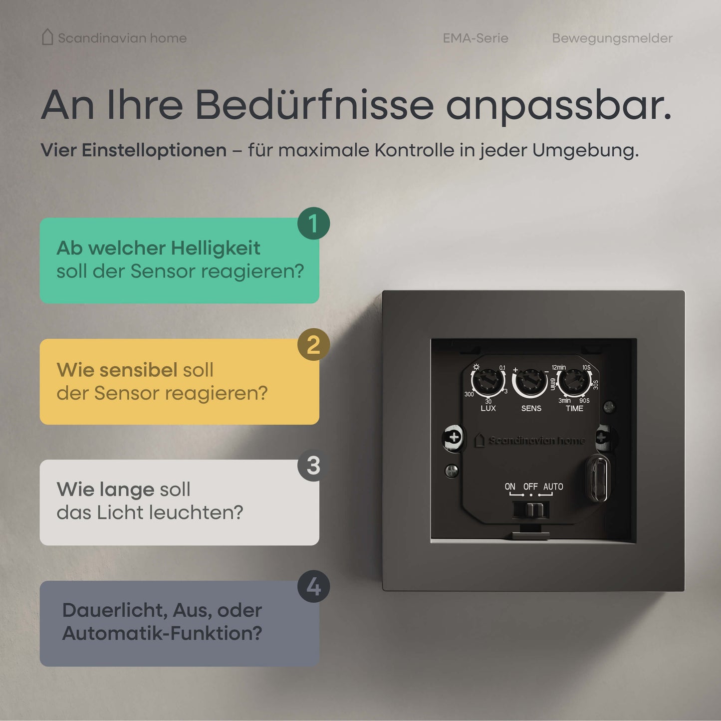 Bewegungsmelder Anthrazit-Matt I EMA-Serie