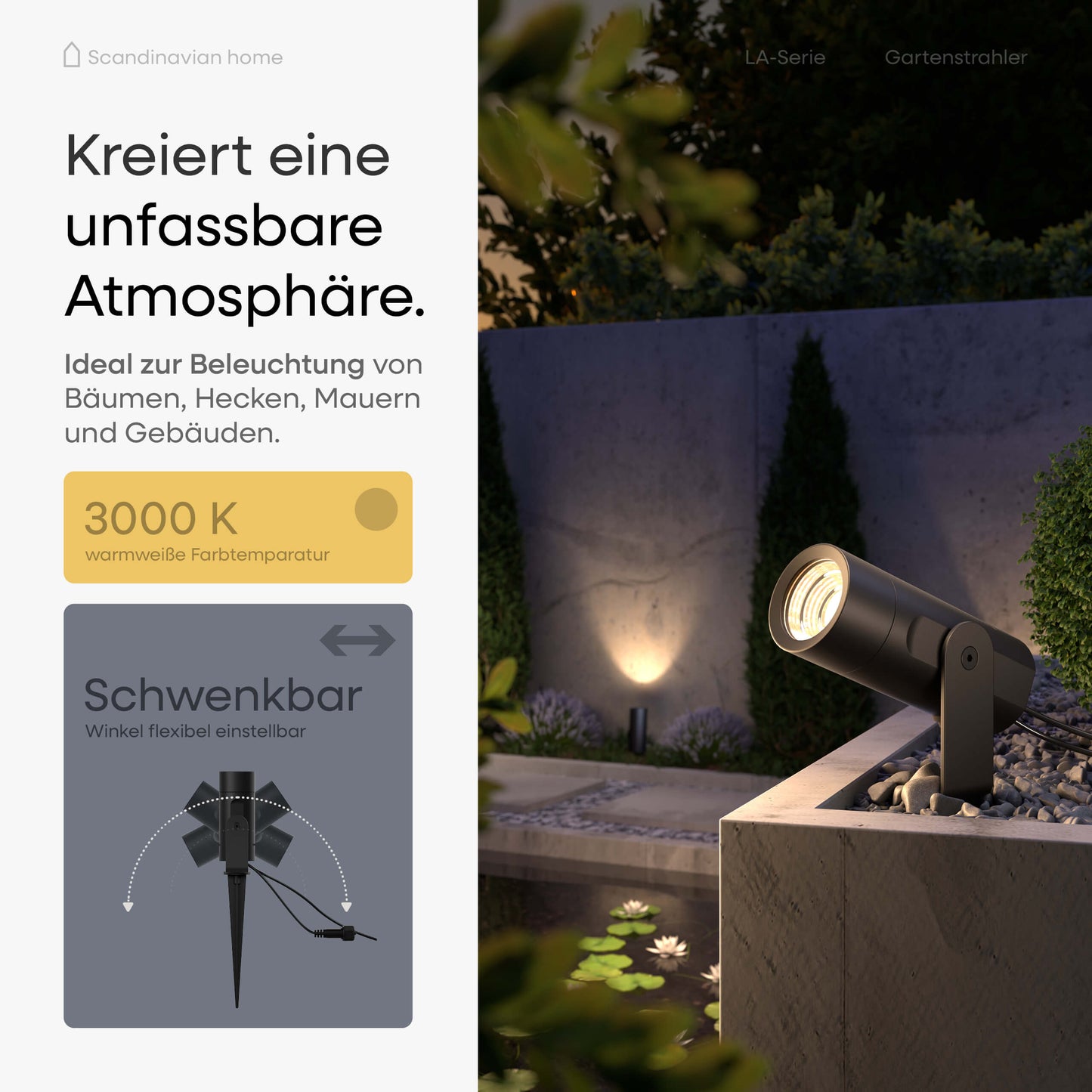 LED Gartenstrahler Schwarz I LA-Serie