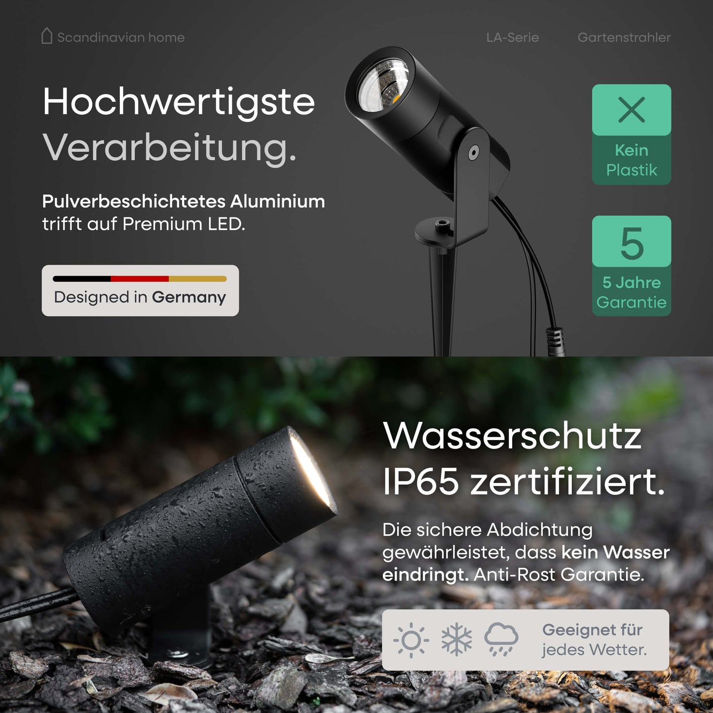 LED Gartenstrahler Schwarz I LA-Serie