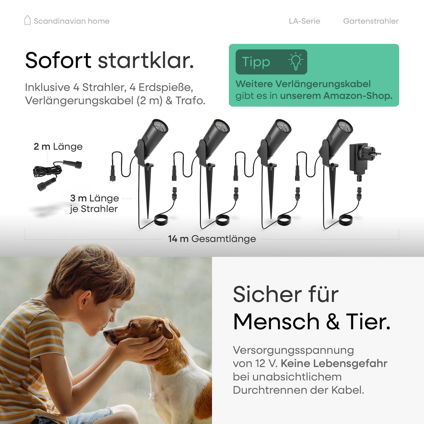 LED Gartenstrahler Schwarz I LA-Serie