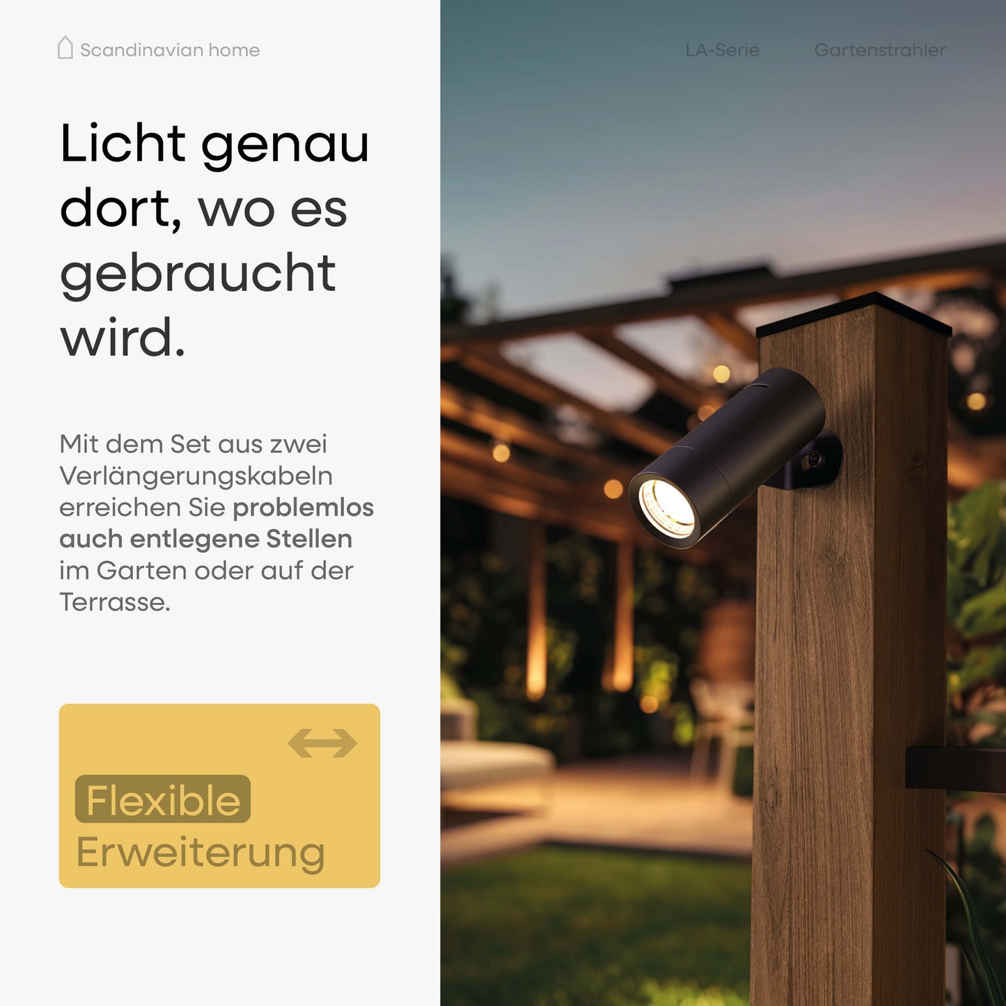 Verlängerungskabel für LED Gartenstrahler I LA-Serie
