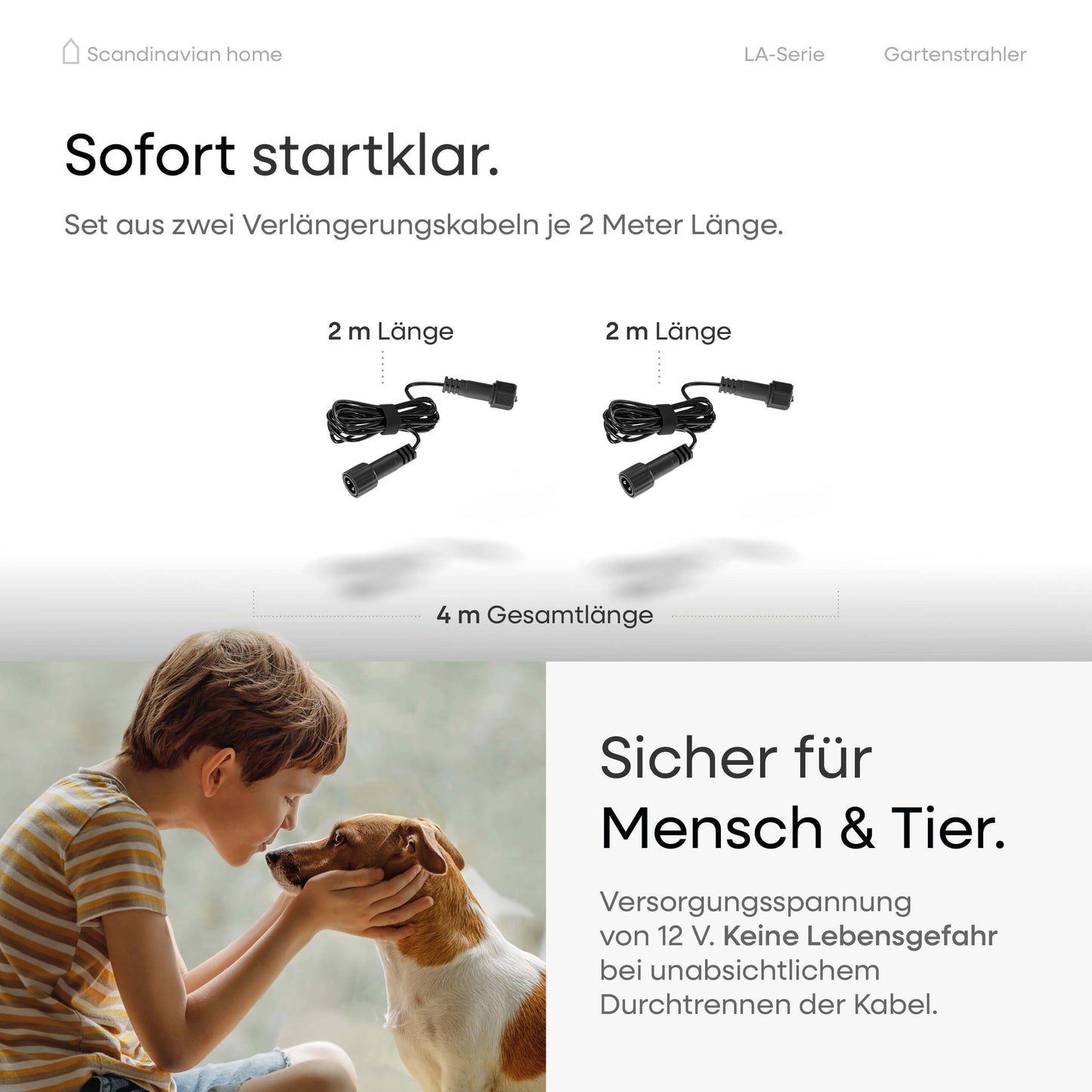 Verlängerungskabel für LED Gartenstrahler I LA-Serie