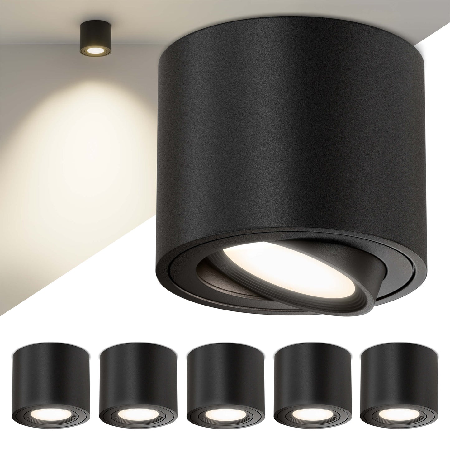 LED Aufbauspot Dimmbar Schwarz I SA-Serie
