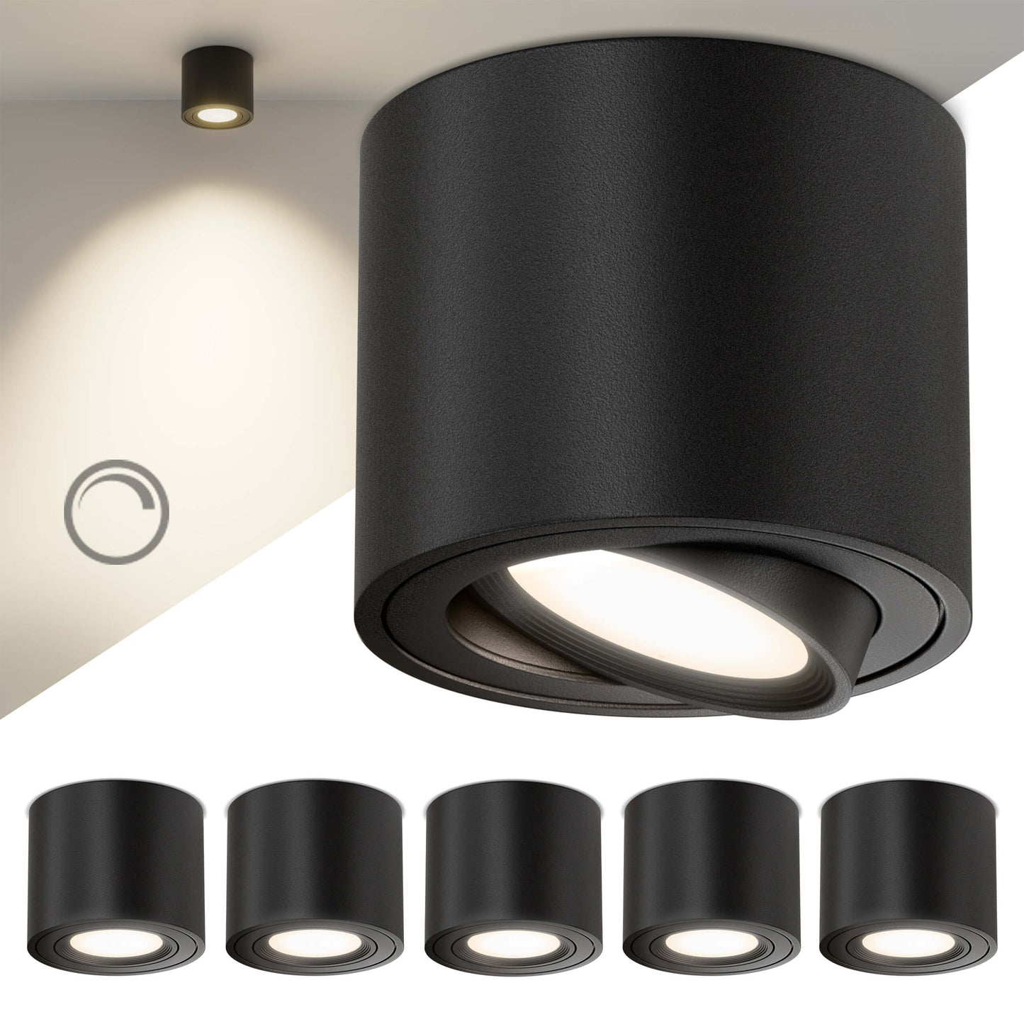 LED Aufbauspot Dimmbar Schwarz I SA-Serie